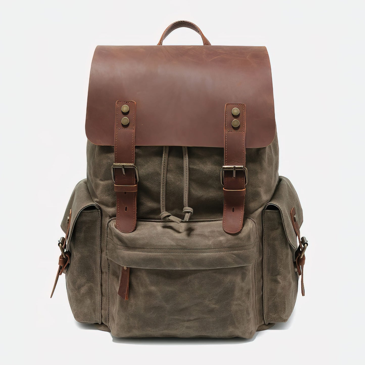 Large Waxed Canvas Leather Backpack