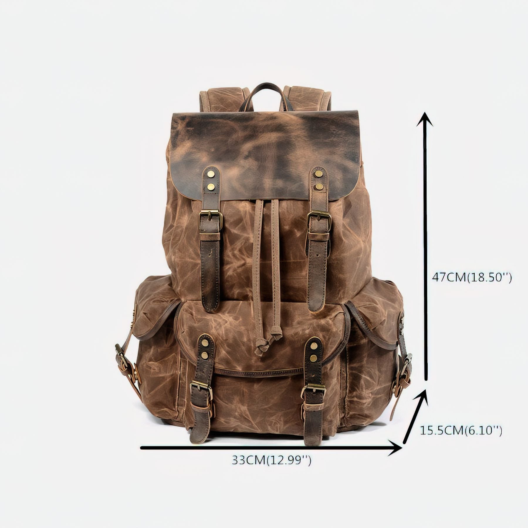 Canvas Backpack - Canvas Leather Backpack Rucksack 22L - Genuine Leather, Waxed Canvas, Large Capacity, With Laptop Compartment Canvas Backpack - Canvas Leather Backpack Rucksack 22L - Genuine Leather, Waxed Canvas, Large Capacity, With Laptop Compartment