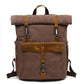 Waxed Canvas Leather Roll Top Backpack