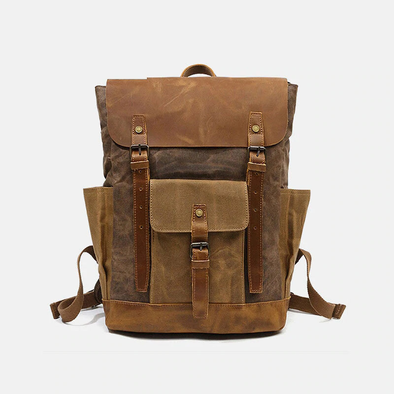 Canvas Backpack - Canvas Leather Laptop Backpack 18L - Genuine Leather ...