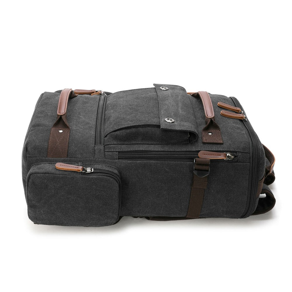 High Capacity Canvas Travel Backpack - PaCanva Companion- Side