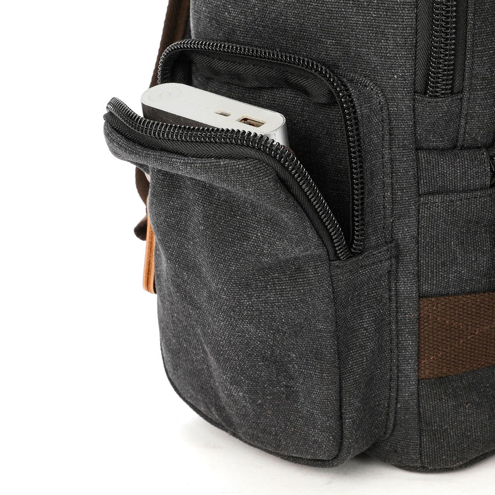 High Capacity Canvas Travel Backpack - PaCanva Companion - Side Pocket