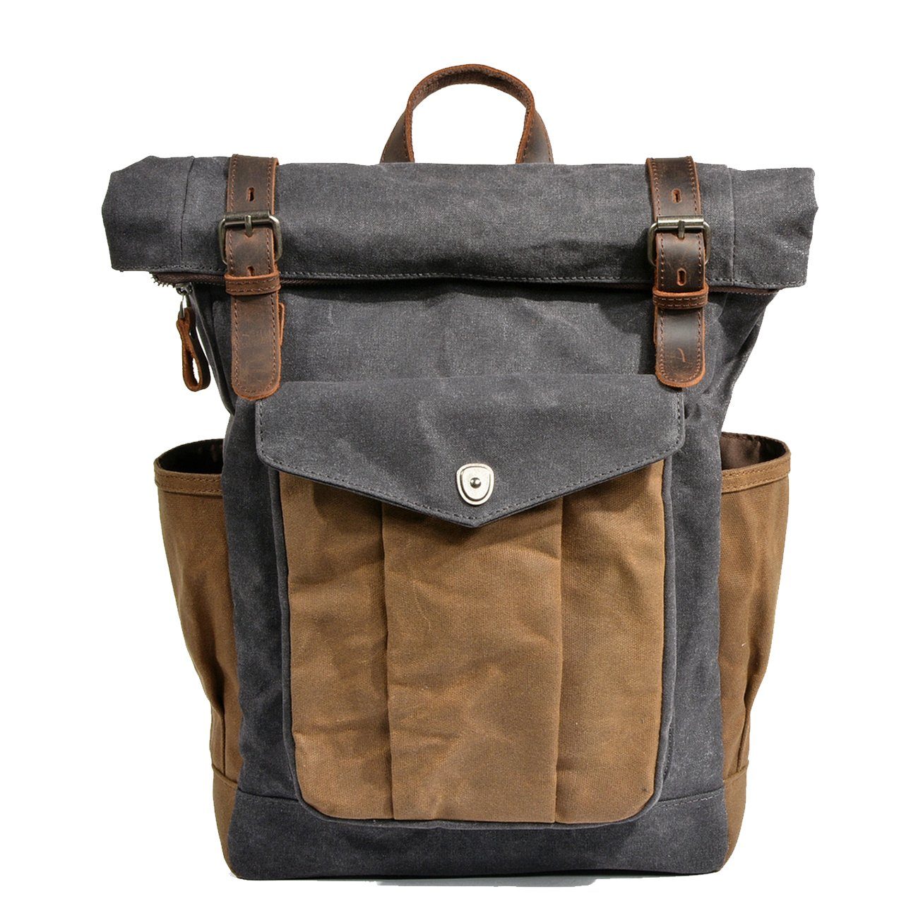 Waxed Canvas Laptop Roll Top Backpack