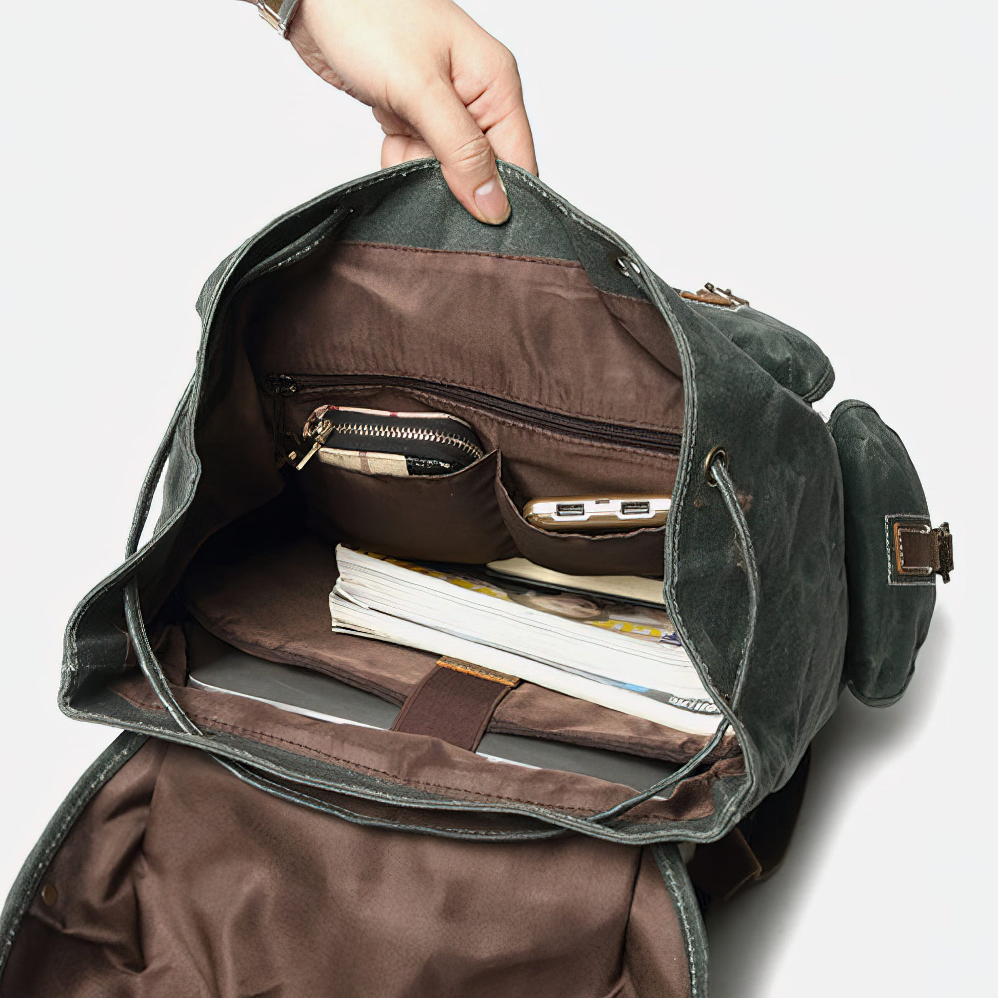 Vintage Large Laptop Canvas Backpack 28L - Front Pocket, High