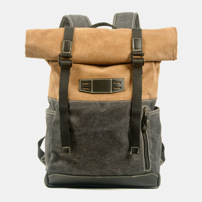 PaCanva Excursion - Vintage Roll Top Canvas Hiking Backpack