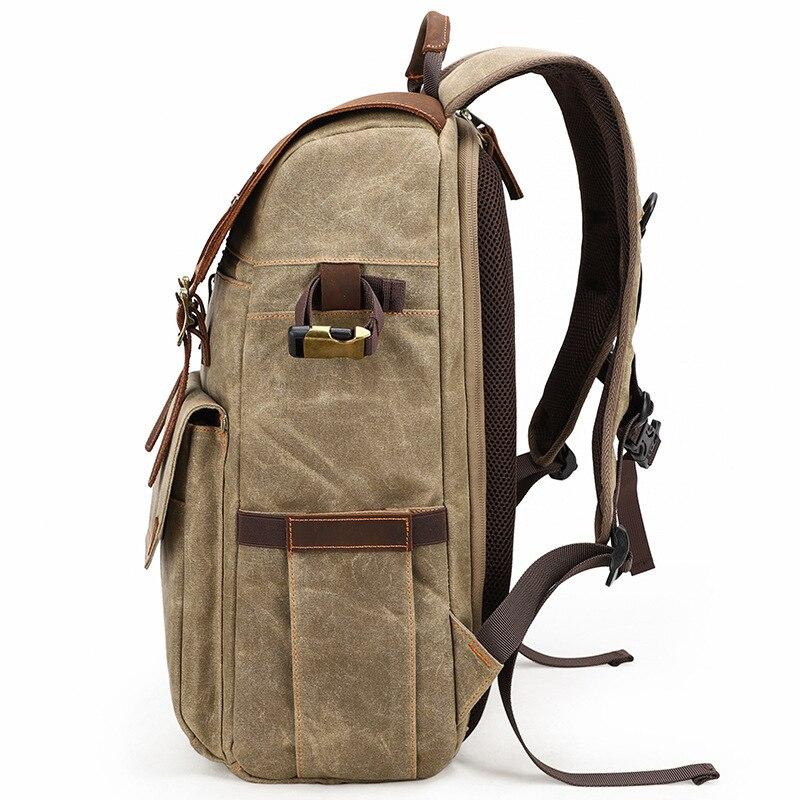 Waxed Canvas Leather Camera Backpack