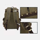 Back panel and strap anchors with close-ups of the rivets and buckles