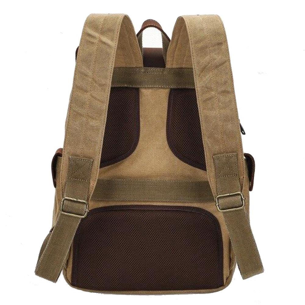 Padded mesh back panel and adjustable shoulder straps on the camera backpack