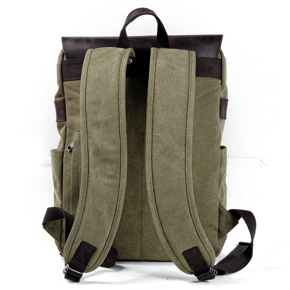 Padded shoulder straps and adjustable webbing on the back of the backpack