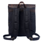 Back of the black backpack with padded shoulder straps