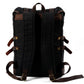 Padded back panel and shoulder straps of the black backpack