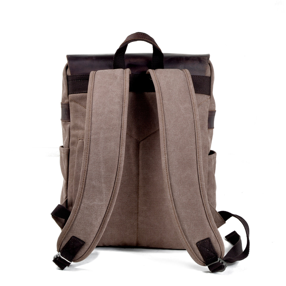 Back panel with padded shoulder straps, webbing adjusters and top handle