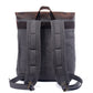 Back of the gray backpack with padded shoulder straps
