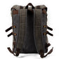 Back of the gray rucksack with padded shoulder straps