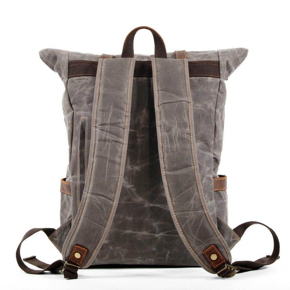 Vintage Waxed Canvas Roll Top Backpack