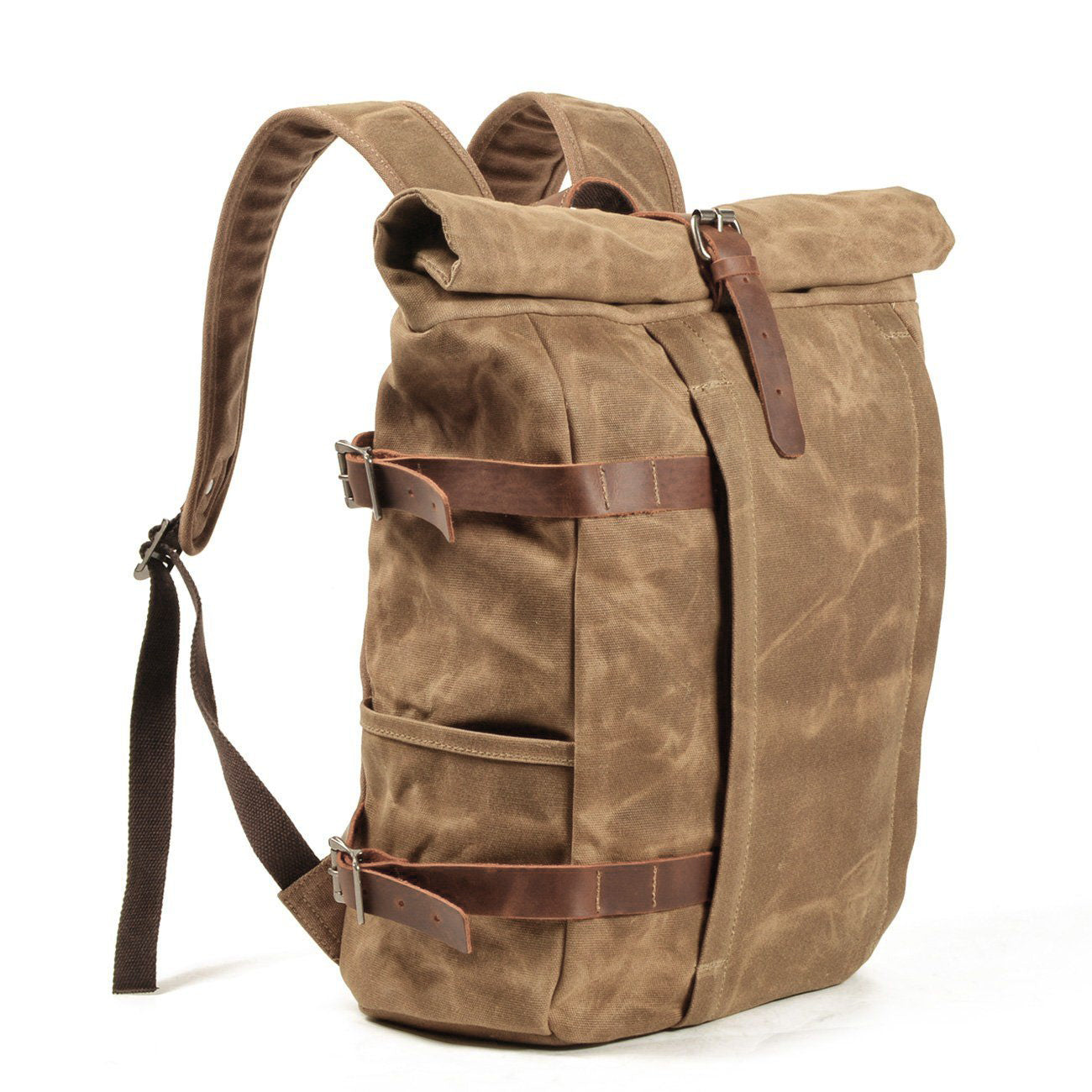 Waxed Canvas Roll Top Laptop Backpack 20L PaCanva