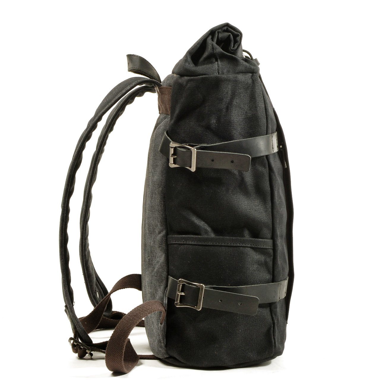 Waxed Canvas Roll Top Laptop Backpack