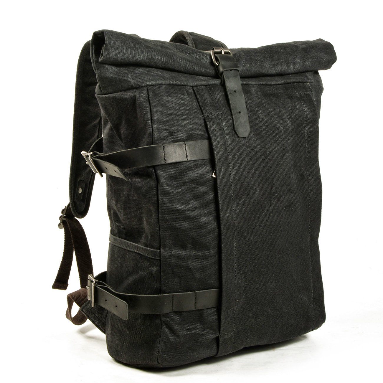 Waxed Canvas Roll Top Laptop Backpack