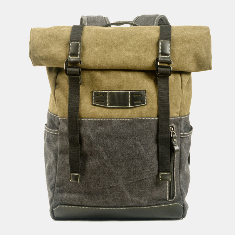 PaCanva Excursion - Vintage Roll Top Canvas Hiking Backpack