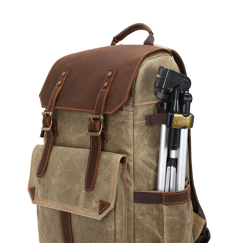 Waxed Canvas Leather Camera Backpack