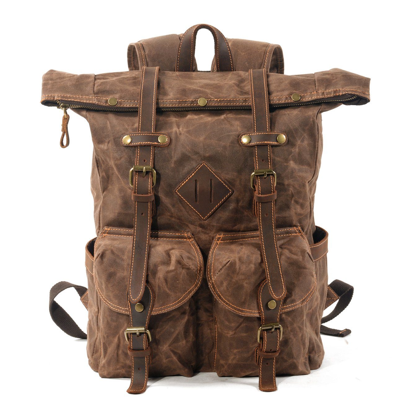 Vintage Waxed Canvas Roll Top Backpack