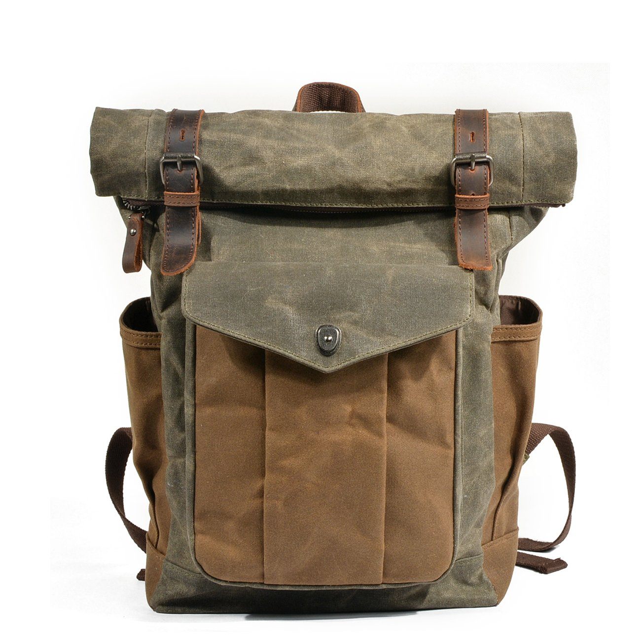 Waxed Canvas Laptop Roll Top Backpack