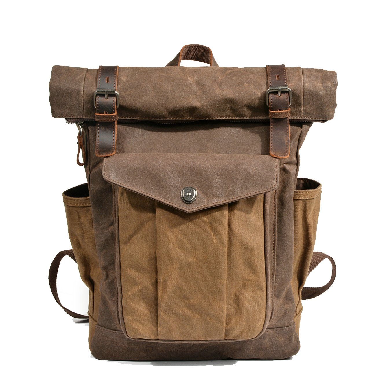 Waxed Canvas Laptop Roll Top Backpack