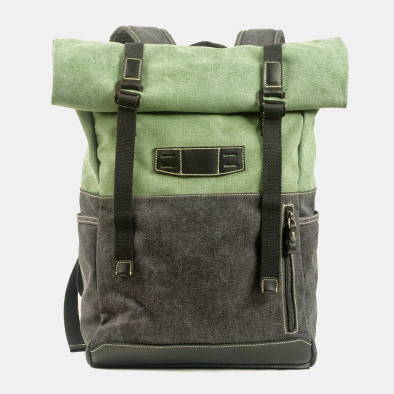 PaCanva Excursion - Vintage Roll Top Canvas Hiking Backpack