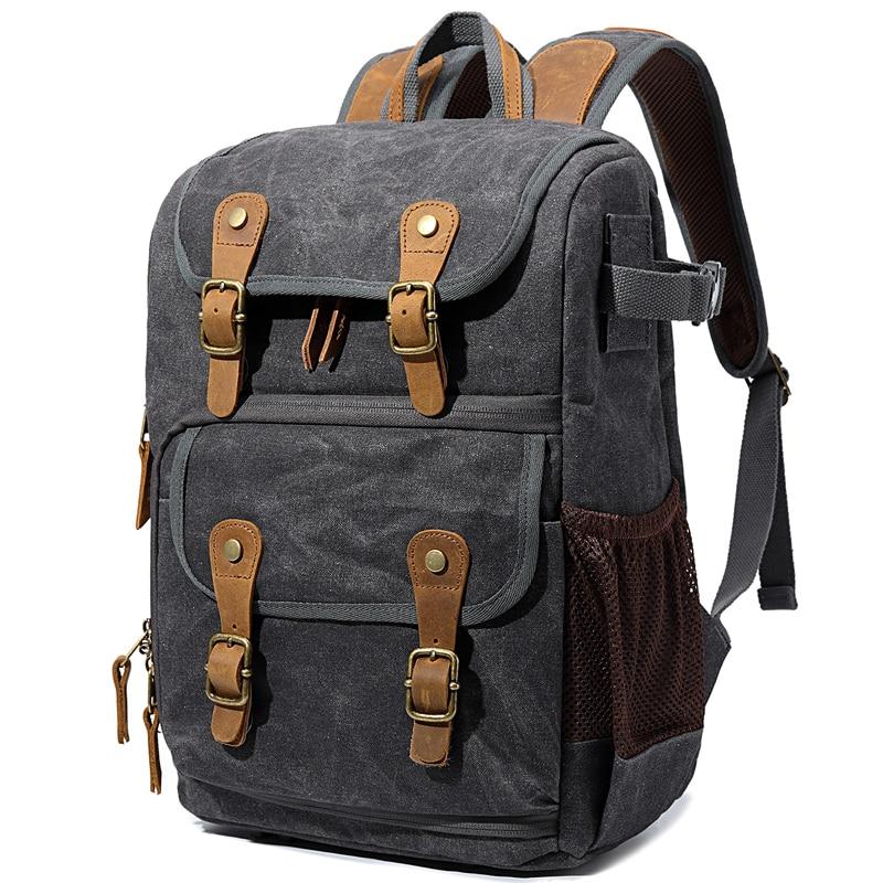 Vintage Waxed Canvas Camera Backpack
