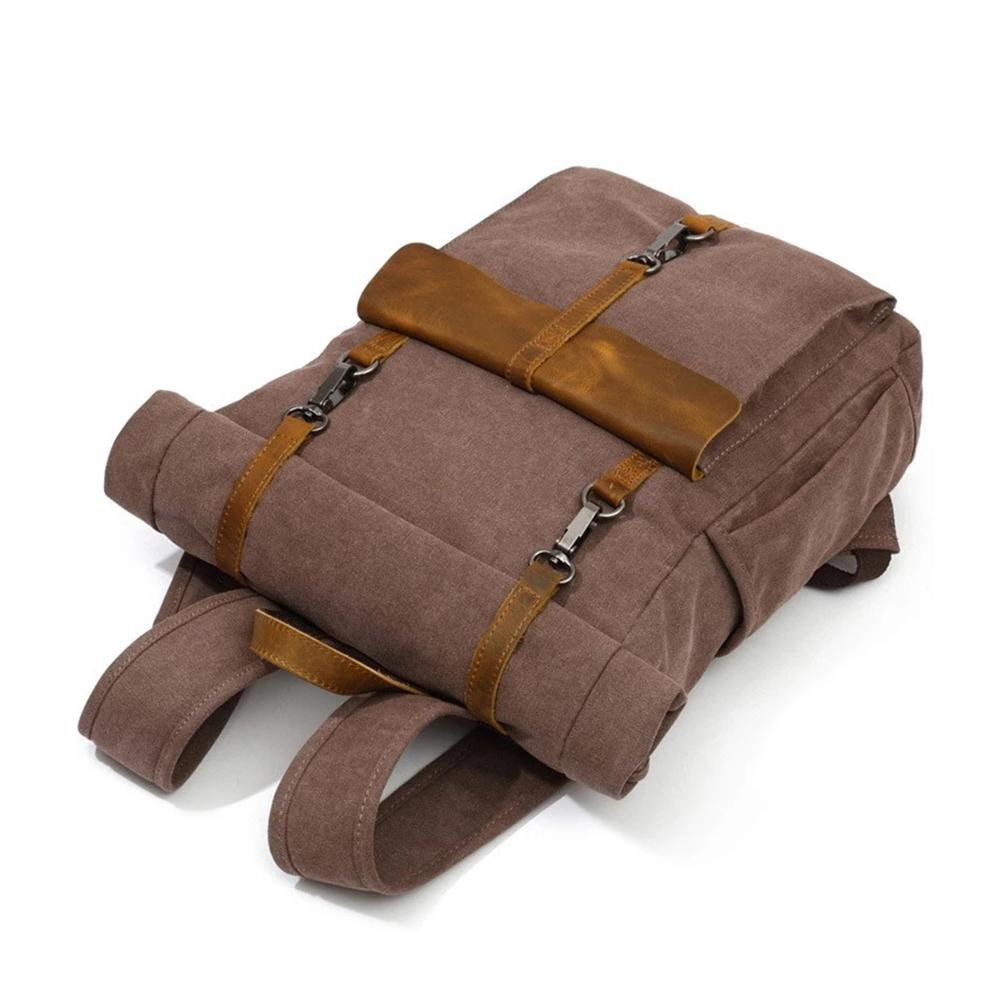 Waxed Canvas Leather Roll Top Backpack