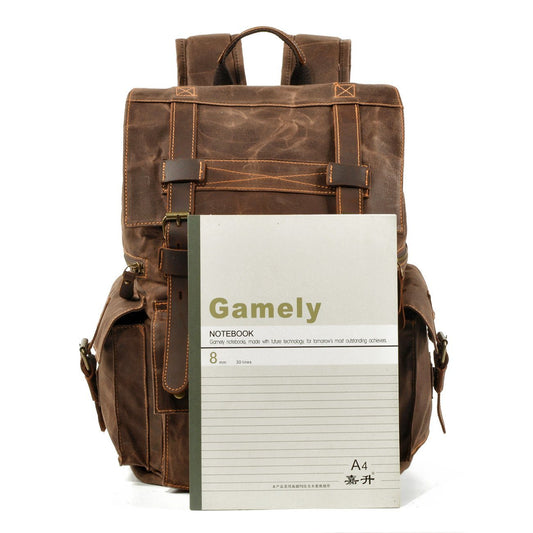 Lotus and Firefly Waxed Canvas Backpack - Canvas Bag - Backpack