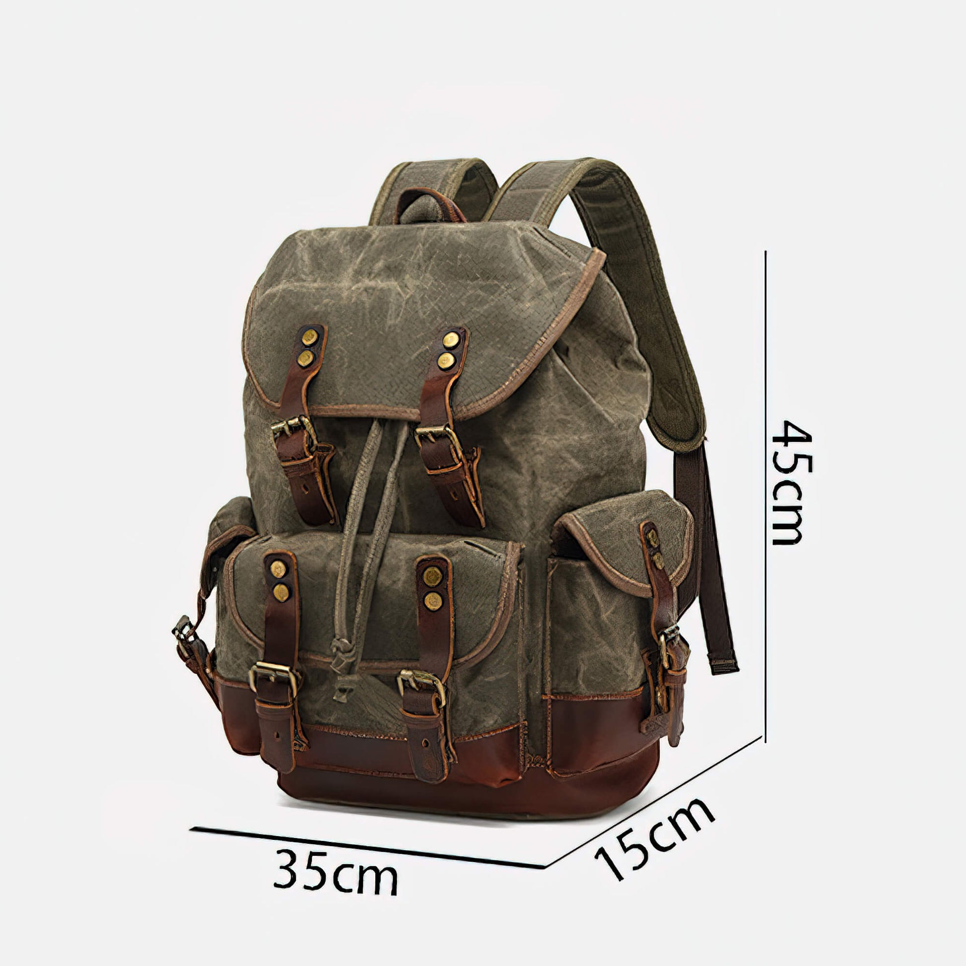 canvas vs leather backpacks Waxed Canvas Backpack Rucksack 30L - Large Capacity, Genuine Leather, Waterproof, Anti-theft