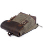 Army waxed canvas backpack with the leather flap closed.