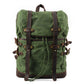 Army green vintage waxed canvas laptop rucksack with dark leather straps