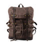 Coffee vintage waxed canvas laptop rucksack with dark brown leather straps