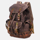 Coffee waxed canvas rucksack with leather straps and side pockets