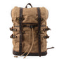 Khaki vintage waxed canvas laptop rucksack with brown crazy horse leather straps