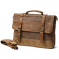Messenger bag with its buckled flap closed and shoulder strap arranged alongside