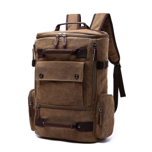 Brown - High Capacity Canvas Travel Backpack - PaCanva Companion