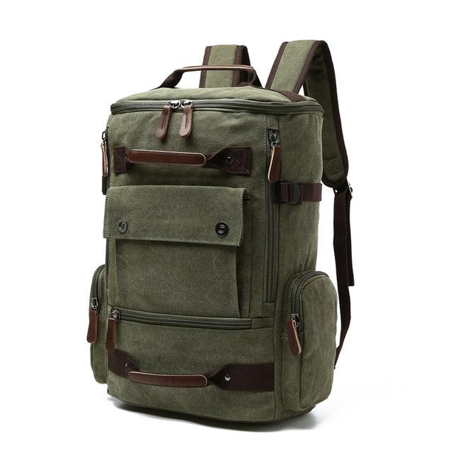 Green - High Capacity Canvas Travel Backpack - PaCanva Companion