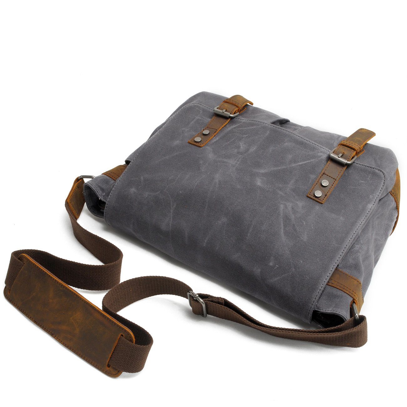 Canvas Leather Messenger Bag Leather Shoulder Bag Laptop 