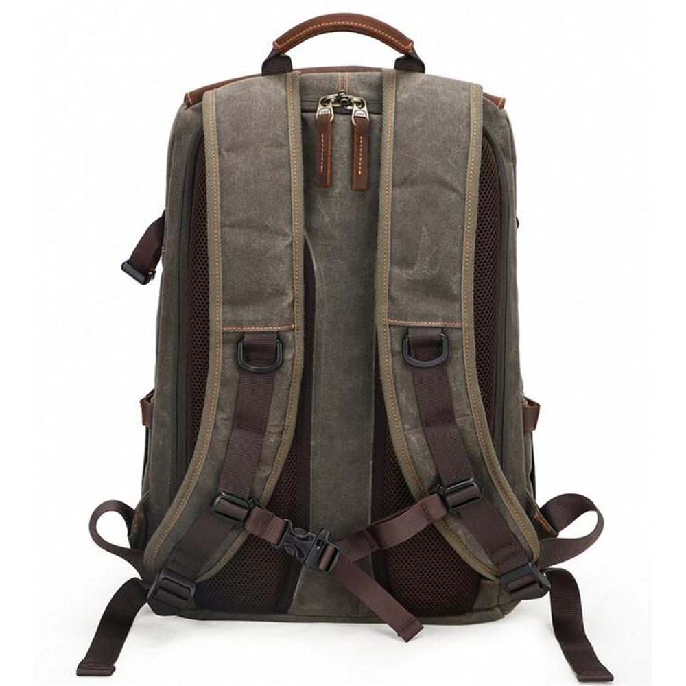 Waxed Canvas Leather Camera Backpack