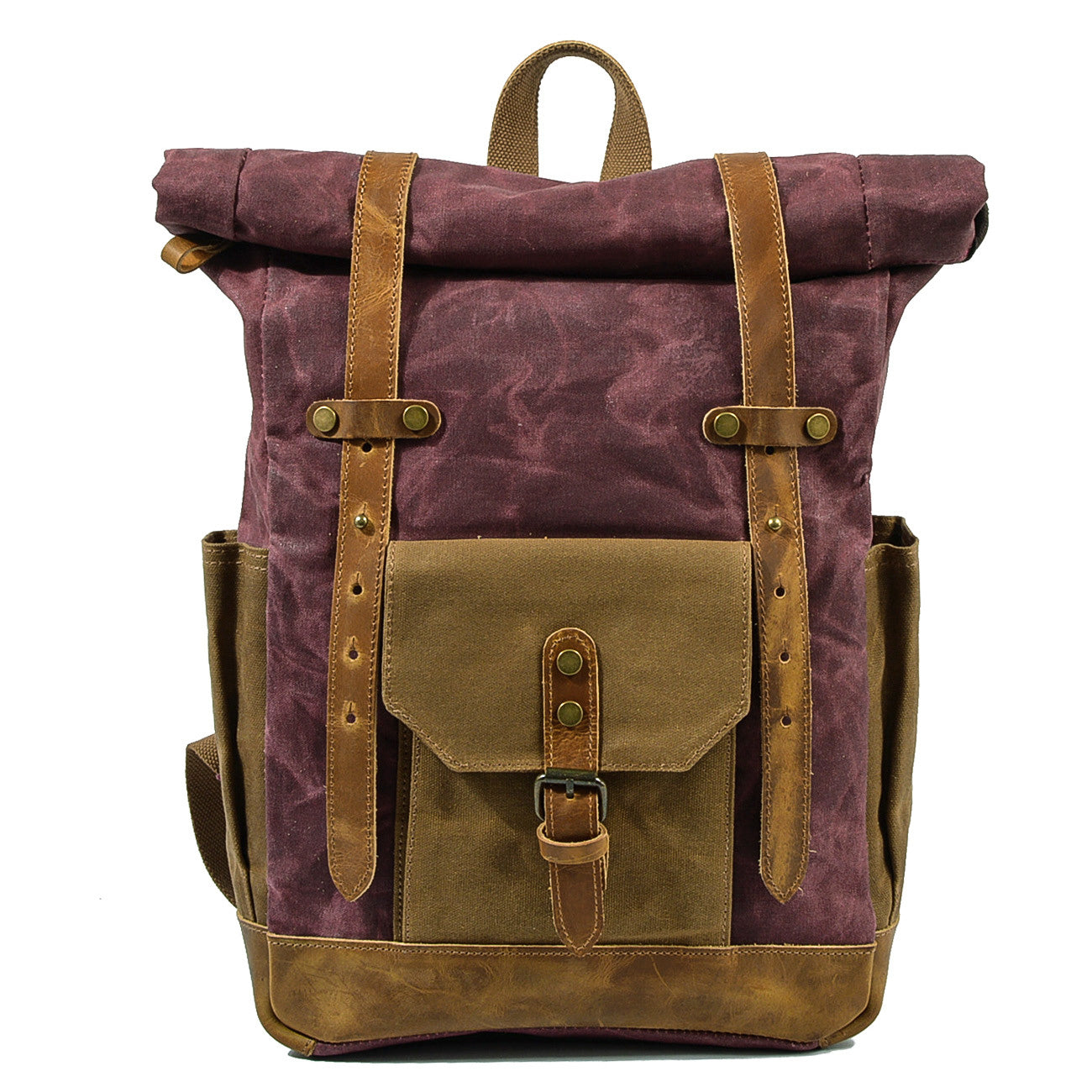 Waxed Canvas Vintage Roll Top Backpack 20L