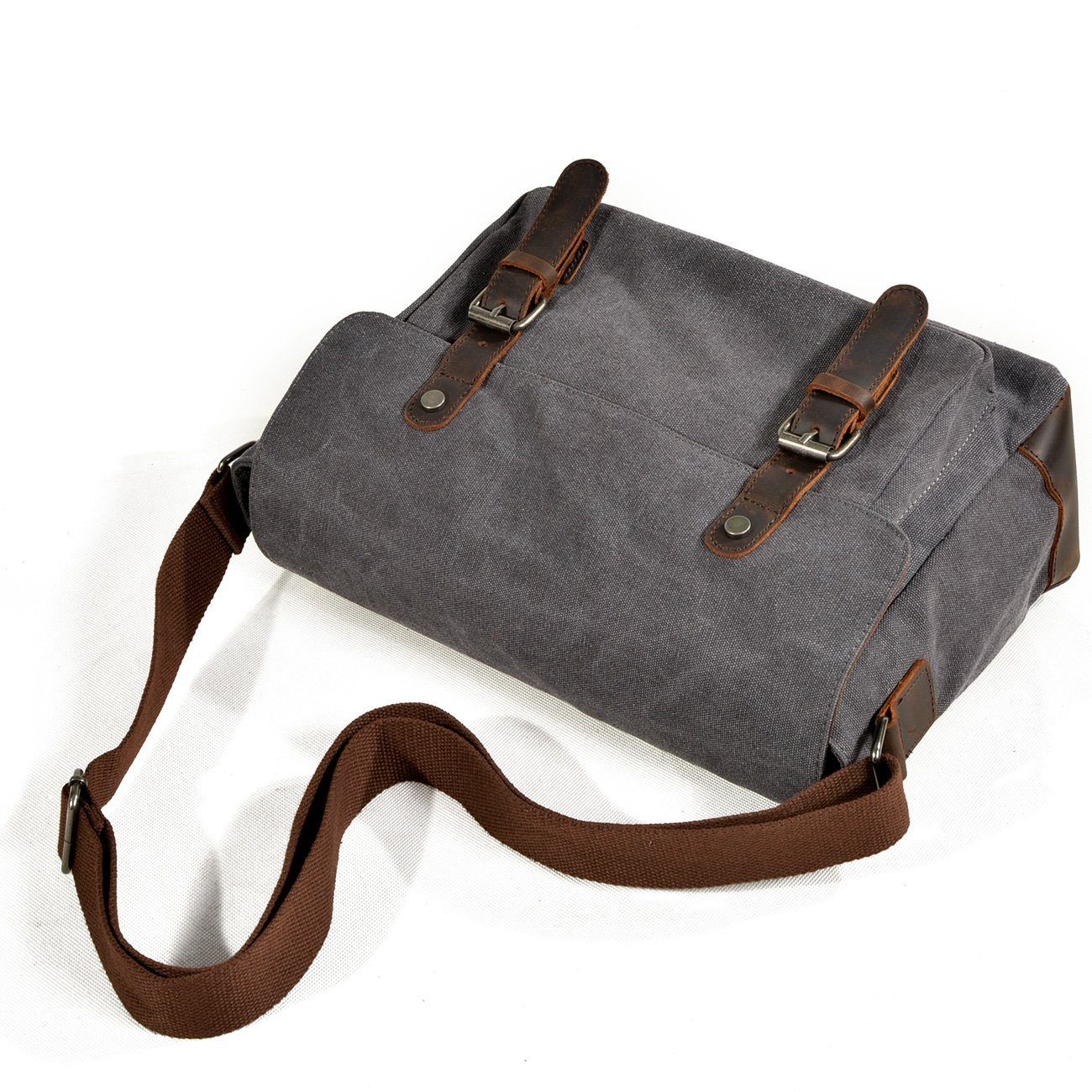 Mens Waxed Canvas Messenger Bag Full Grain Leather With Canvas Shoulde –  ROCKCOWLEATHERSTUDIO