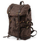 Three-quarter view of the Coffee rucksack and its side straps.