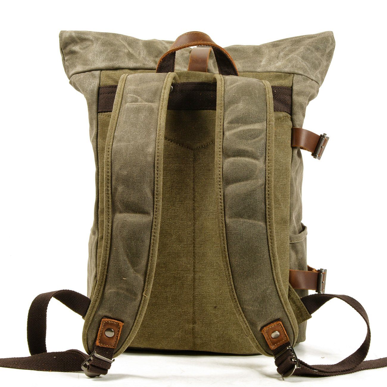 Waxed Canvas Roll Top Laptop Backpack