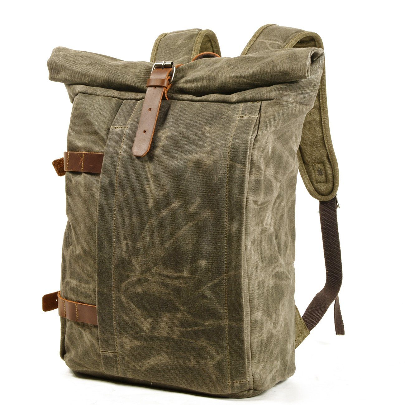 Waxed Canvas Roll Top Laptop Backpack