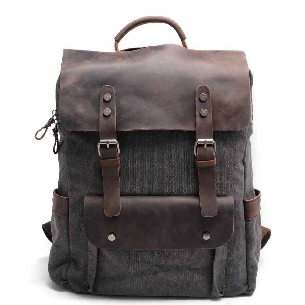 Vintage Canvas Leather Rucksack Backpack