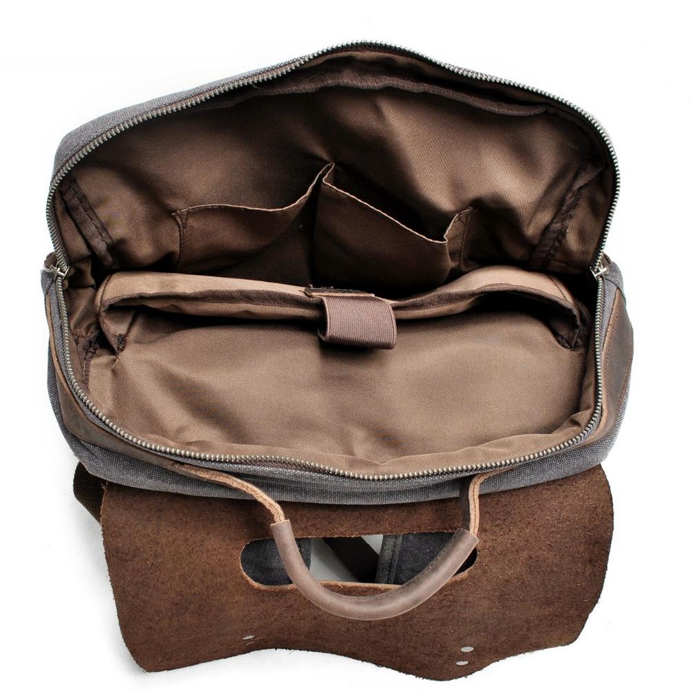Vintage Canvas Leather Backpack 18L - Genuine Leather, Anti-theft, With Laptop Compartment Vintage Canvas Leather Backpack 18L - Genuine Leather, Anti-theft, With Laptop Compartment