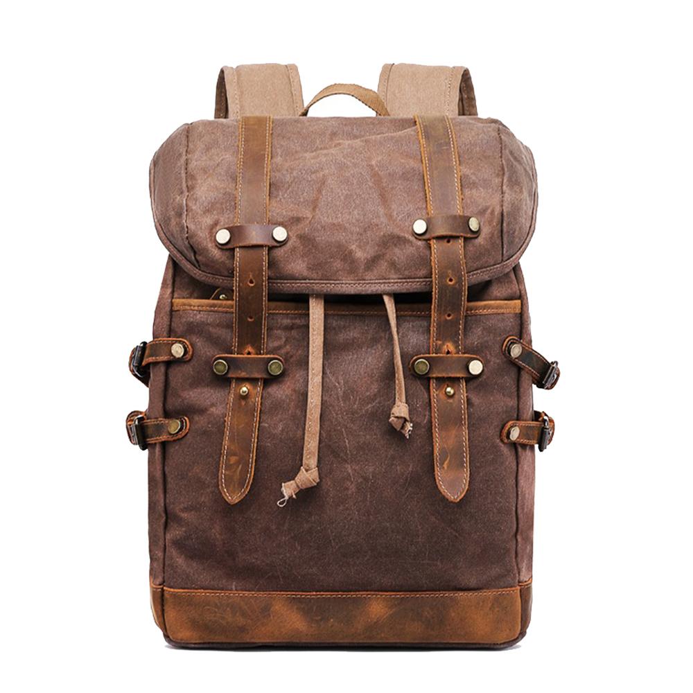 Canvas Backpack - Waxed Canvas Vintage Laptop Backpack 22L - Waterproof ...